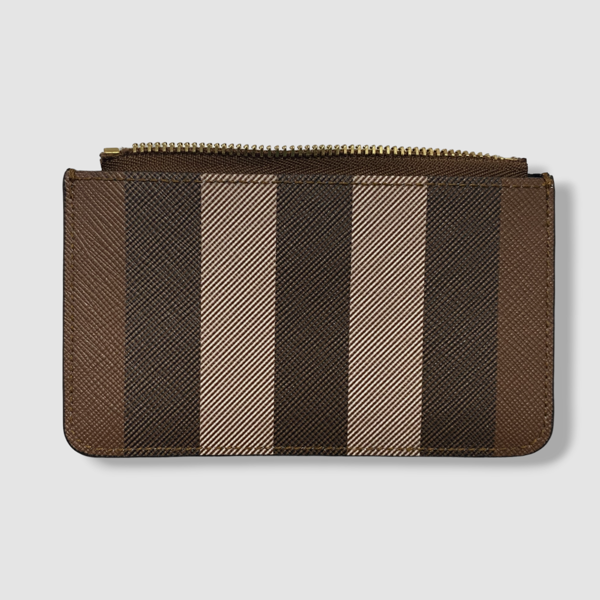$330 Burberry Women's Brown Leather Check Canvas Kelbrook Coin