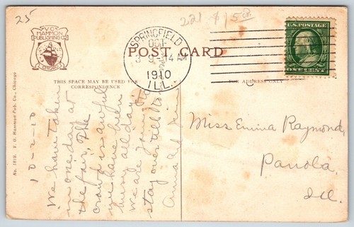 Postcard Dome Building State Fair Grounds, Springfield Illinois Posted 1910 - Picture 2 of 2