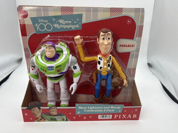 BUZZ LIGHTYEAR & WOODY 2 PACK DISNEY 100 RETRO REIMAGINED HOLIDAY NEW