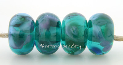 DUCK DAY * Lampwork Glass Bead Set - TANERES teal purple green - glossy or matte