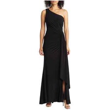 Vince Camuto Black One-Shoulder Pleated Waist Gown 6 NWOT
