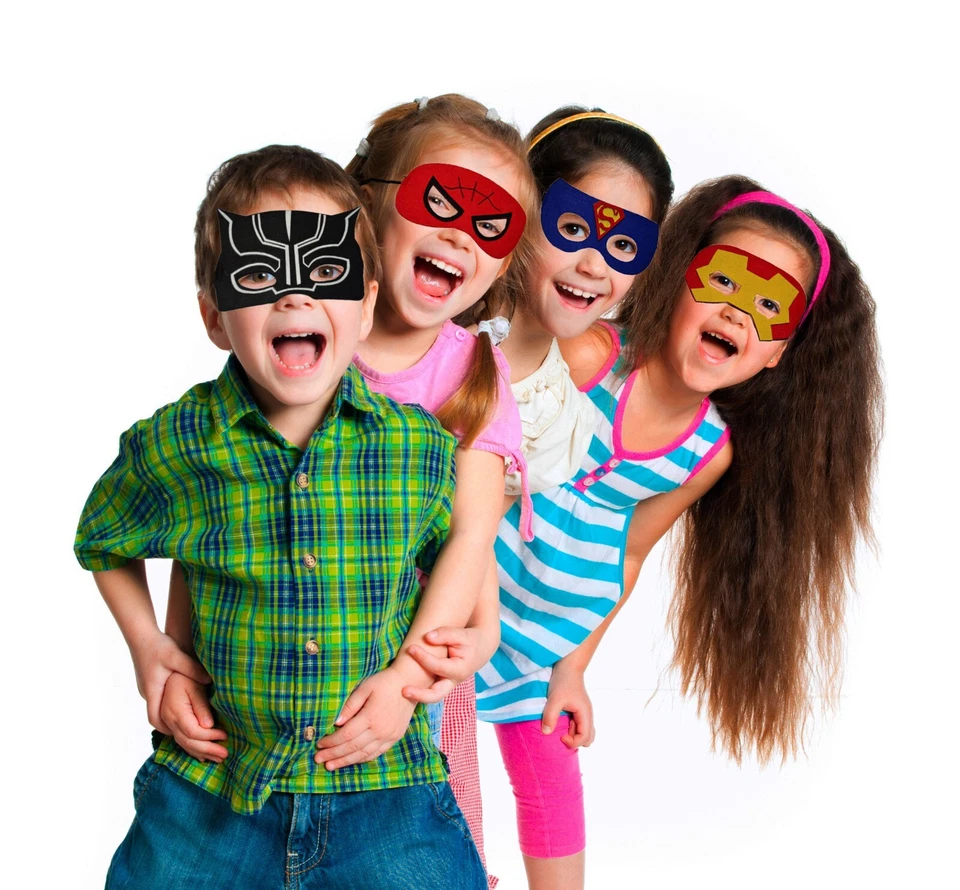 super hero mask for kids and adults with Free Stickers for parties - 30pcs - Image 3 of 4
