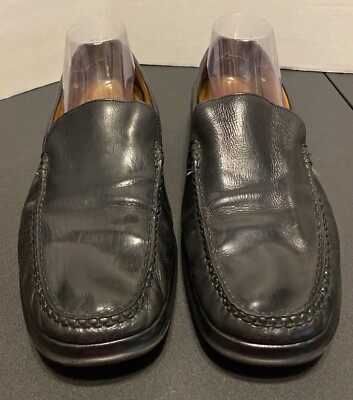 COLE HAAN Mens Black Leather Slip On Loafers Casual Shoes US  display picture 2