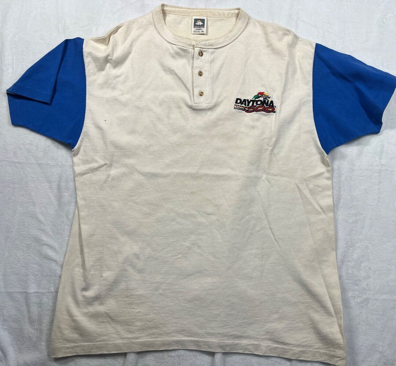 Vintage T Shirt Mens XL White Cotton Deluxe NASCA… - image 1