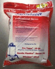 10 Janitized Backpack Vacuum Bags JAN-PTMV-2 (10) Replacement Dust Filter 10qt
