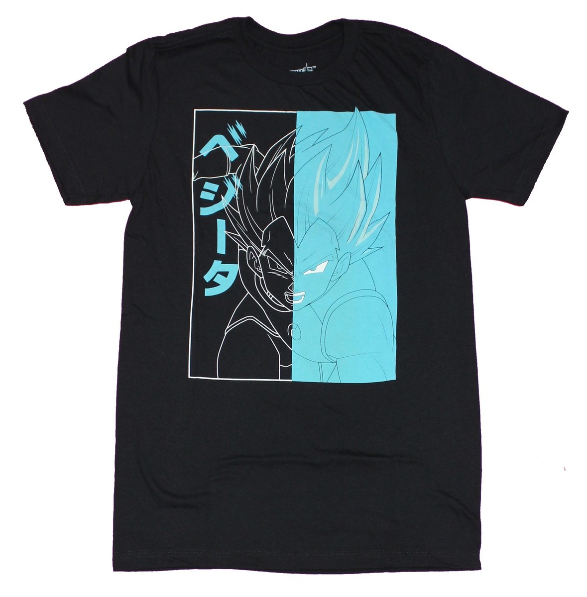 Dragon Ball Z Mens T-Shirt - Rushing Vegeta Half Black Half