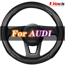 Carbon Fiber & Leather For Audi A3 A4 A5 A6 Q5 Q7 15" Car Steering Wheel Covers
