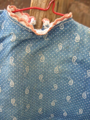 Small Early Antique Doll Dress Faded Blue Calico 1890s | eBay