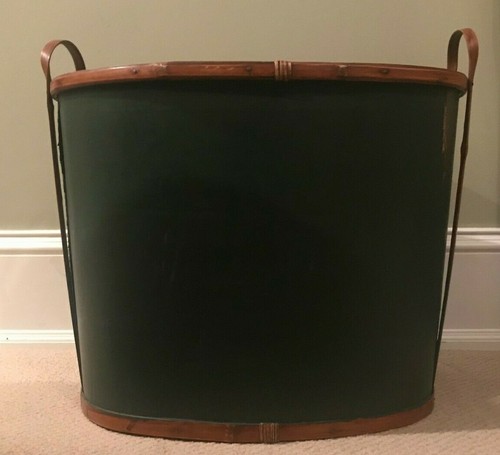 Vintage Forest Green Wooden Waste Basket/Newspaper/Magazine Holder Home Office - Picture 12 of 12