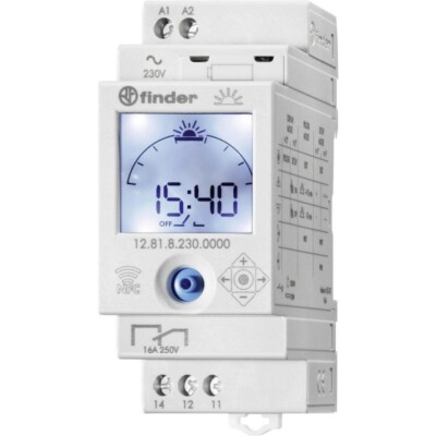 Interruttore Orario Digitale Finder NFC - Programmazione Giornaliera/settimanale, Display LCD, Blocco PIN
