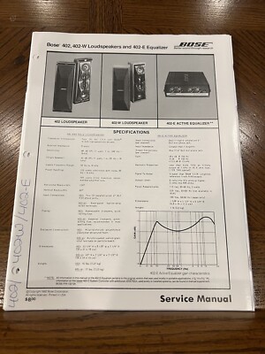 BOSE 402 402W 402E LOUDSPEAKERS AND EQUALIZER - SERVICE MANUAL *Original*