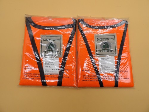Lot Of 2 NorthWest Territory Polyester Blaze Orange Safety Vest / Universal Fit - Picture 4 of 6