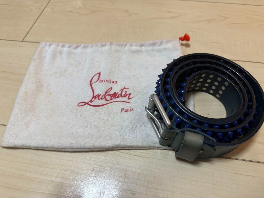 Christian Louboutin Leather Belt Blue Men's Accessory Casual