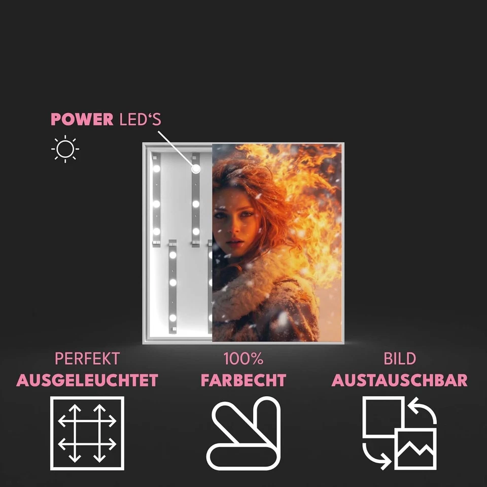 LED Leuchtbild - Korallenriff mit bunten Fischen Leuchtendes Wandbild mit Rahmen - Bild 4 von 4