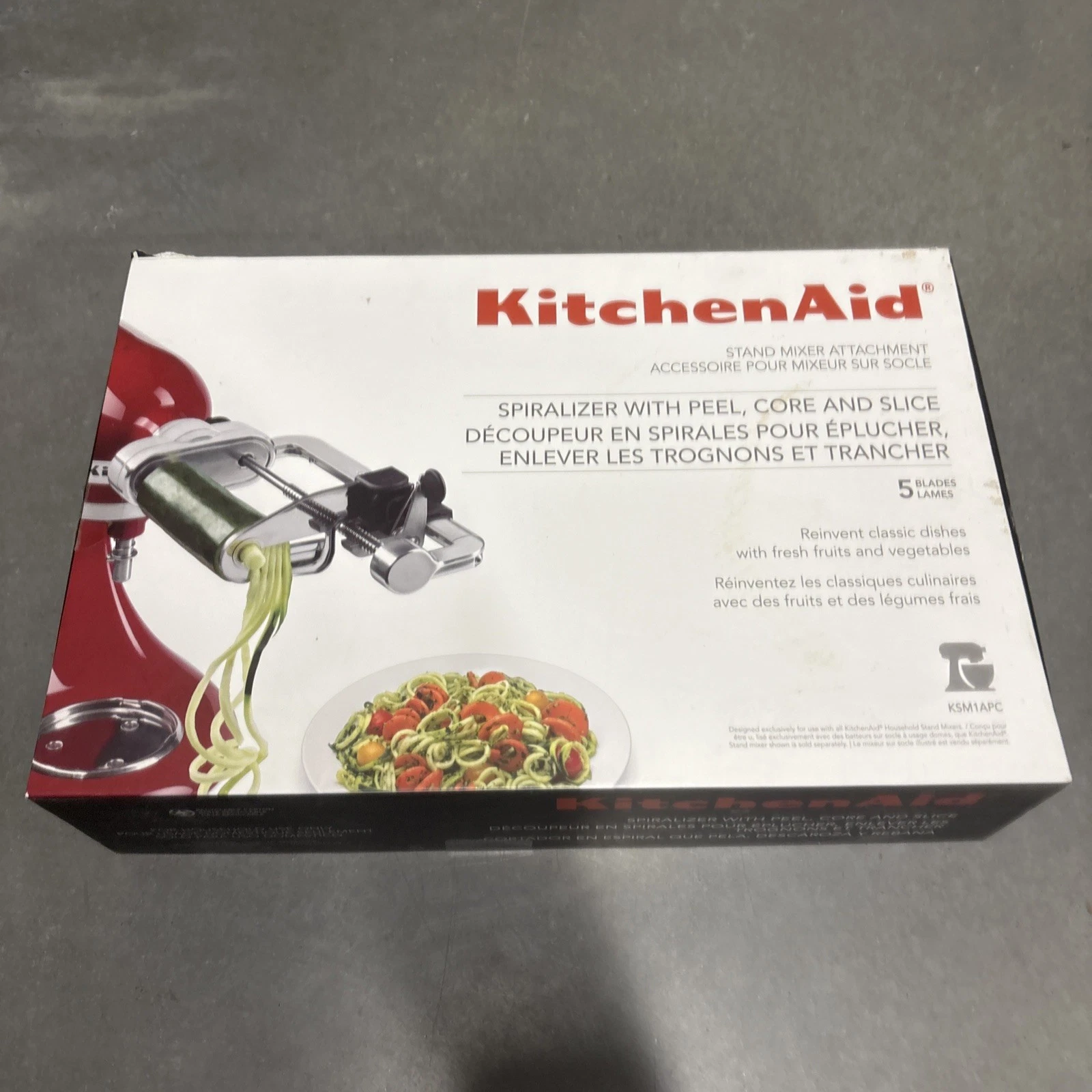 New Open Box KitchenAid 5 Blade Spiralizer Peel, Core and Slice Model KSM1APC
