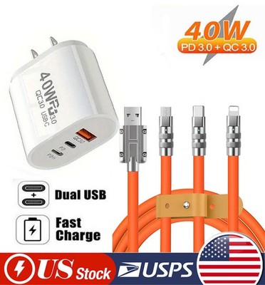 3 in 1 Fast USB Charging Cable Universal Multi Function Cell Phone Charger Cord