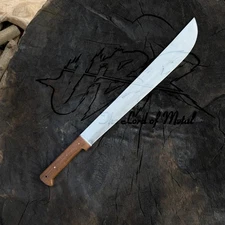 UBR CUSTOM HANDMADE D2 TOOL STEEL CAMPING MACHETE WITH LEATHER SHEATH 