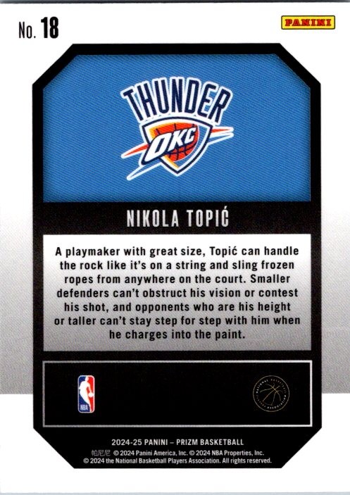 2024-25 Panini Prizm #18 Nikola Topic Emergent | eBay
