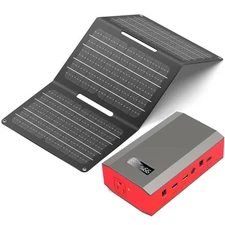 Portable Solar Power Bank with AC Outlet 65W 110V External Battery Pack, 2400...