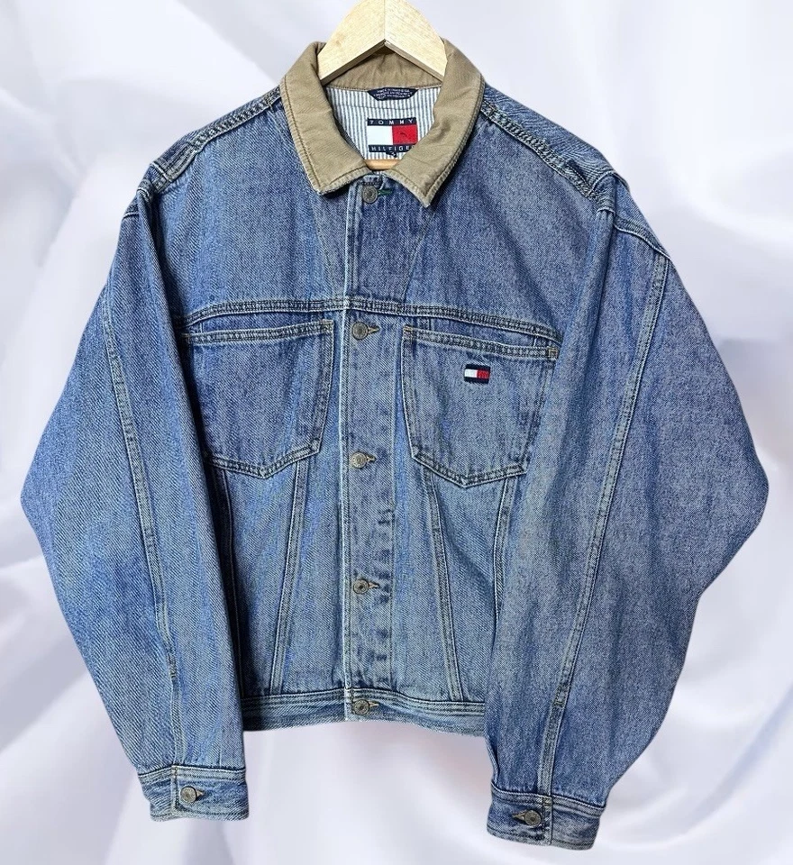Vintage Tommy Hilfiger Denim Trucker Blue Jean Jacket Men’s Medium FAST SHIPPING - Image 2 of 4