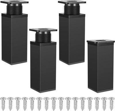 Möbelfüße Höhenverstellbar Eckig Aluminiumlegierung Schwarz 8cm 4 Stück DIY