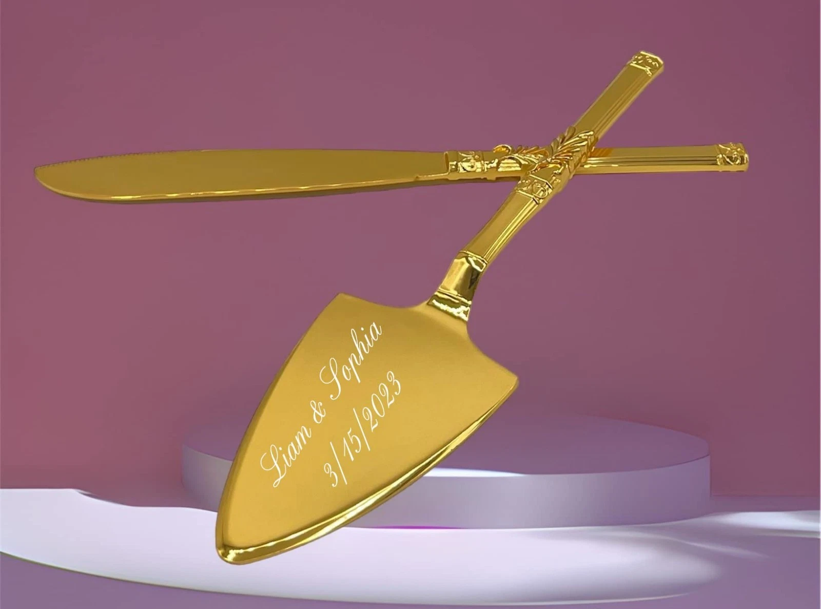 Personalized Wedding Cake Knife & Server Set – Free Engraving Gift (CK-8)