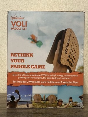Waboba Voli Paddle Set w/ 2 Cork Paddles And 1 Waboba Flyer - New