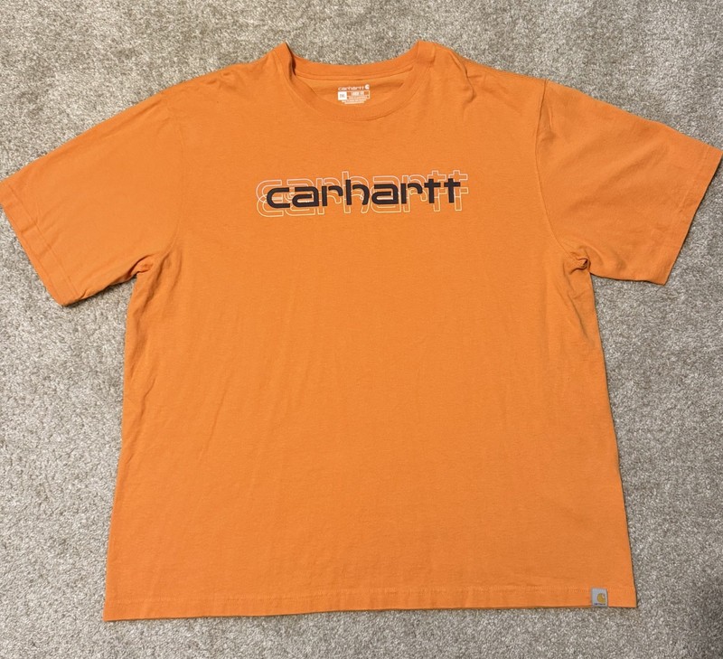 Carhartt T-Shirt Mens 2XL Loose Fit Orange Short Sleeve Heavyweight TK5709-M