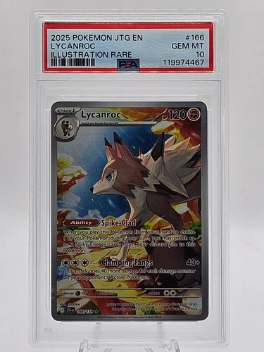PSA 10 GEM MINT Lycanroc Journey Together Illustration Rare Holo Pokemon 166/159