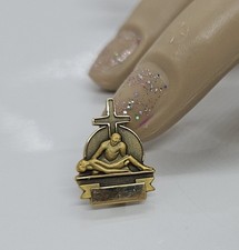 Vintage 1/10 10K Yellow Gold-Filled Cross Religious Christian Pin 3/4"