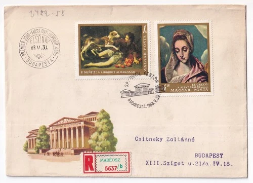 STAMP HUNGARY "MAGYAR POSTA"  "EL GRECO" "NUNEZ" 1968 FIRST DAY COVER
