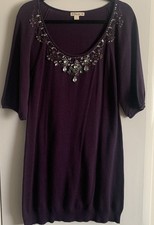 FOREVER 21 Women’s Knee Length Sweater Knit Plum Dress~~Size L