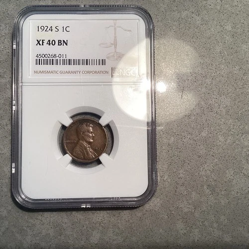 1924-S Lincoln Wheat Penny Grade By NGC XF 40 BN