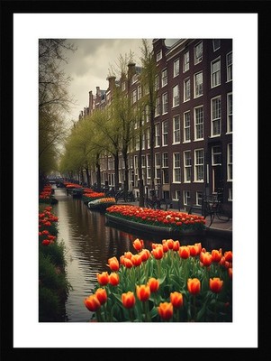 Gerahmtes Wandbild Poster Leinwanddruck Bild Nostalgische Amsterdamer Kanäle