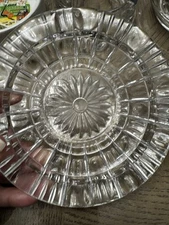 Vintage Glass Ashtrays Cut Glass Pressed Glass 6" wide clear