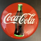 Vtg Coca-Cola Coke Metal Round Wall Sign Garage Bar Man Cave 11" Store Office