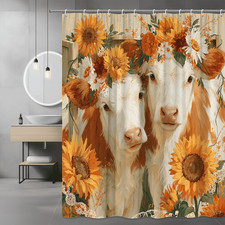 Cow Shower Curtain Floral Cow Print Farmhouse Decor