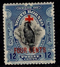 NORTH BORNEO GV SG243, 12c + 4c deep blue, M MINT. Cat &pound;10.