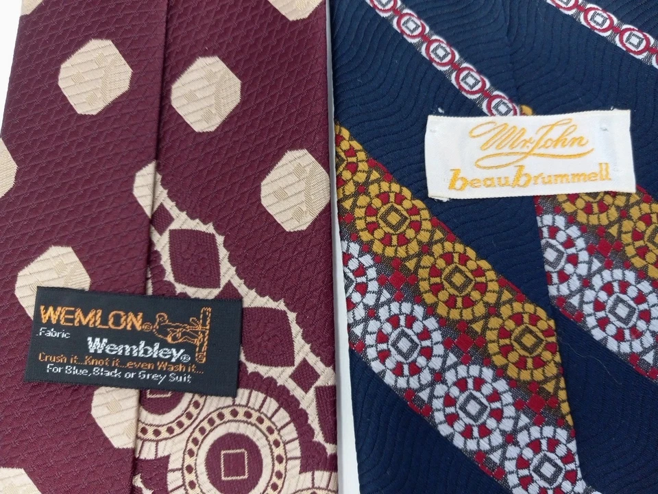 Lote De 3 Corbatas Retro Para Hombre Funky Años 50 60 Borgoña De Colección Disco Poliéster Anchas Foto 4 de 4