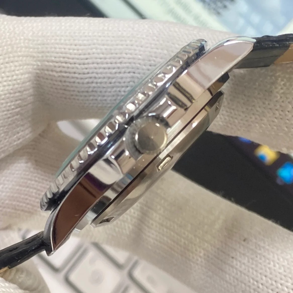 Jaeger LeCoultre Vintage Automatic Watch 40mm Navy Dial Serviced Mens image 4