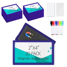 20Pcs Magnetic Plastic Label Holder 2x4 inch for Supermarket Store Price Tag,...
