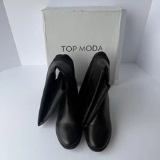 Top Moda Women's Boots Knee High Boots Size 8 Black Suede Black Leather Zip Up