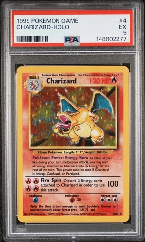 1999 POKEMON BASE SET UNLIMITED #4 CHARIZARD-HOLO PSA 5