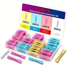120PCS Heat Shrink Butt Connectors Kit - Marine Grade Waterproof Wire Connect...