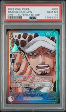 2022 One Piece CCG Trafalgar Law Alternate Art PRE ERRATA OP01-002 PSA 10 GEM MT