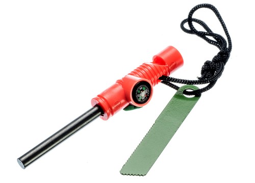 3-in-1 Emergency Magnesium Fire Starter Flint Compass Whistle Survival Outdoor - Picture 2 of 2