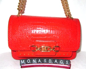 Michael Kors NEW Sac à épaule en cuir embossé orange de Heather Optic NWT $398