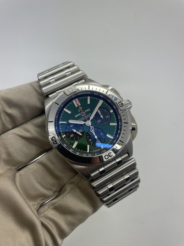 Breitling Chronomat B01 Green Dial Automatic Chronograph Watch AB0134 B+P