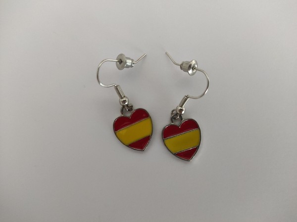 Par de Pendientes Bandera ESPAÑA con forma de corazón