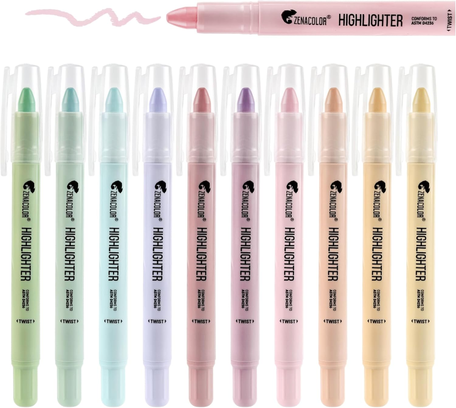 Bible Highlighters No Bleed - Pack of 10 Soft Wax Gel Highlighters - Pastel Colo